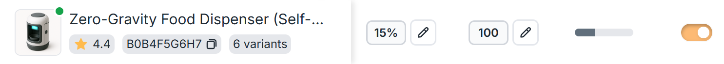Amazon PPC product dashboard view